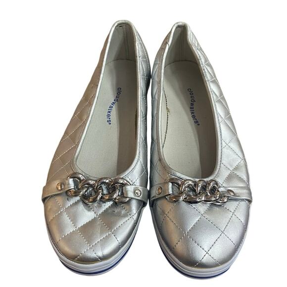 Avenue Cloud Walkers Katie Slip On Shoe Women's 9.5 Silver Quilted Flats Rubber - Picture 5 of 9